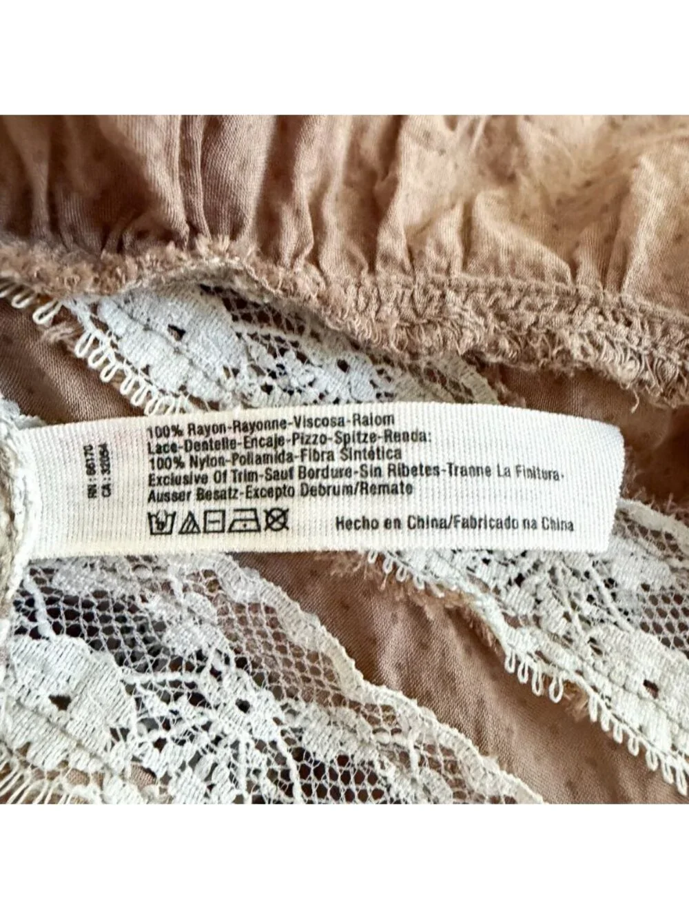 Free People Intimately Lace Trim Boho Swing Dress Cream Ombre Small